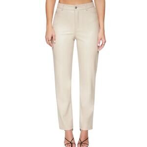 Dynamite Gisele Straight Leg Faux Leather Pants Natural Beige 8